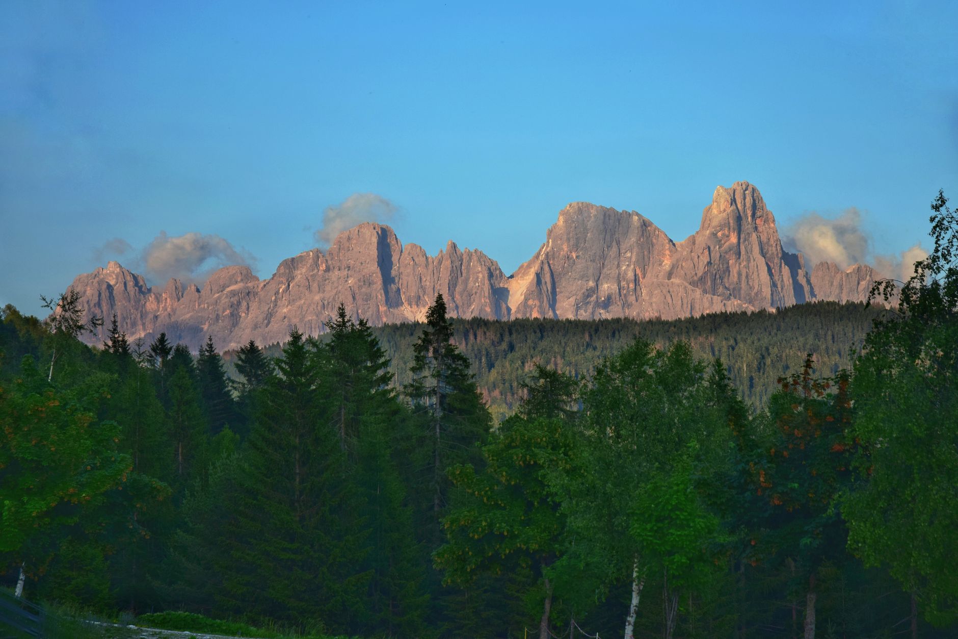 Dolomites mountain pass at dusk